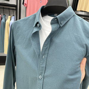 Chemise habillée pour homme en coton 100% respirant, anti-boulochage, à manches longues, tissée, décontractée, avec logo personnalisé, printemps-automne, vente en gros - Product Image 3