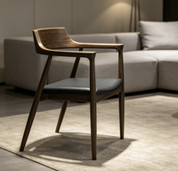 Chaise de salon et chambre à coucher moderne en bois, avec dossier, design simple, en cuir, écologique, pour villa, appartement, hôtel