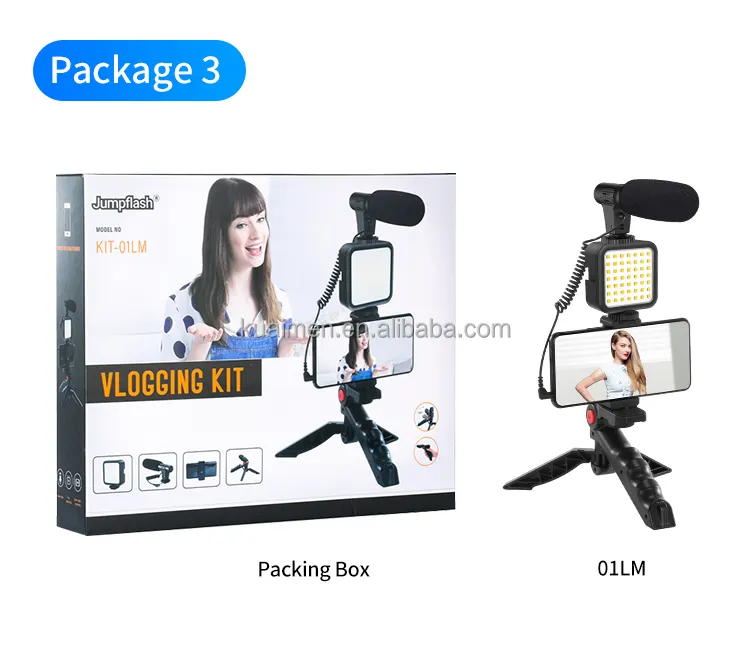 High Quality Kit de Vlogging Mobile Hot Sale Selfie Livestream Kit Video Microphone With Light Customized Low MOQ