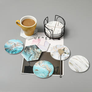 Sous-verres créatifs en céramique ronds blancs, noirs, bleus, verts, roses, gris, absorbants, antidérapants, séchage rapide, napperons de table, origine Suzhou - Product Image 3