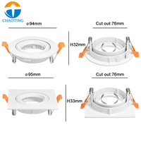 Marco para Downlight LED Cuadrado/Redondo, Empotrable en Techo, Lámpara LED Fija, Foco MR16/GU10, Precio de Fábrica
