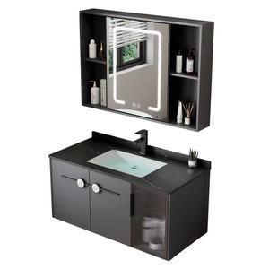 GJGC Estilo Industrial Espacio Aluminio Flotante <span class=keywords><strong>Baño</strong></span> Vanidad <span class=keywords><strong>Colgar</strong></span> en la pared <span class=keywords><strong>Baño</strong></span> Vanidad Muebles plegables Vanidad <span class=keywords><strong>Espejo</strong></span> Led - Product Image 6