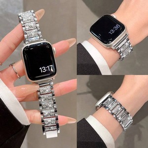 Correa de Lujo para Reloj IWatch <span class=keywords><strong>Serie</strong></span> 10 9 <span class=keywords><strong>8</strong></span> 7 SE Ultra 2, Brazalete de Acero Inoxidable Brillante con Diamantes - Product Image 3