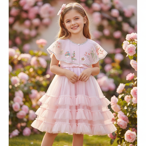 Elegante Diseño Único Niños Ropa Floral Bordado Capa + Sin Mangas <span class=keywords><strong>Tutu</strong></span> Vestido Flor <span class=keywords><strong>Niñas</strong></span> Vestidos de Novia <span class=keywords><strong>para</strong></span> <span class=keywords><strong>Cumpleaños</strong></span> - Product Image 2