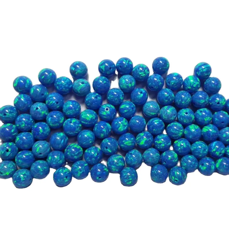Wuzhou Color Change Lab Created Opal Beads Round Shapes Gemstone Synthetic Opal For Necklace