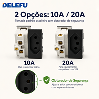 Prise murale modulaire noire DELEFU pour usage domestique et hôtelier SC78, panneau en verre C3 PC, modules USB Type-C