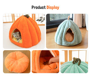 UlinkC Cuccia per Gatti e Cani a Forma di Zucca, Ecologica, Motivo Solido, Morbido Velluto, Rimovibile e Lavabile, Confezionata in Cartone, per Tutte le Stagioni, Uso Interno - Product Image 4