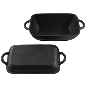 Casserole <span class=keywords><strong>rectangulaire</strong></span> <span class=keywords><strong>en</strong></span> <span class=keywords><strong>fonte</strong></span> pré-assaisonnée 2-<span class=keywords><strong>en</strong></span>-1 avec deux poignées pour une cuisson polyvalente - Product Image 2