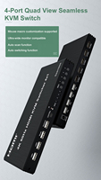 Commutateur KVM HDMI Xput 4 ports Quad View sans coupure 4K 60Hz 4x1 avec personnalisation de macros de souris et fonctions de balayage et de commutation automatiques pour PC