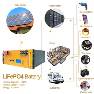 48V100Ah Rechargeable LiFePO4 Battery Pack Prismatic Lithium Ion Battery Storage