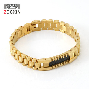ZOGXIN Gold Stainless Steel Chain Bracelet Geometric Design Gift Jewelry - Product Image 1
