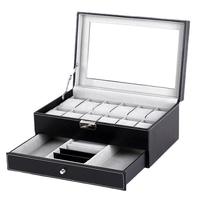 Luxe opbergdoos voor horloges, 3/6/10/12 vakjes, PU leder, met venster