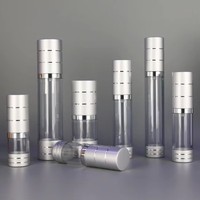 Flacon pulvérisateur sans air en plastique pour soins de la peau, rechargeable, argenté, 10 ml, 15 ml, 30 ml, 50 ml, 80 ml, 100 ml, avec revêtement en aluminium