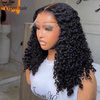 Perruques bouclées en cheveux vierges super double drawn, densité 250%, avec dentelle frontale HD transparente 5x5 de 18 pouces