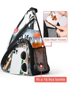 Mochila Transparente de PVC <span class=keywords><strong>Aprobada</strong></span> para Estadio, Bolsa de Pecho Transparente de Gran Capacidad para Viajes, Gimnasio, Fitness, de un Solo Hombro - Product Image 3