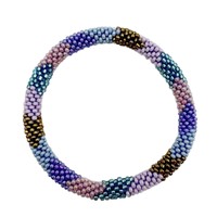 Gelang Tangan Wanita Gaya Cina Buatan Tangan dengan Kristal & Rhinestone, Berpola Bunga Warna Dopamin, dan Anyaman Manik-Manik.