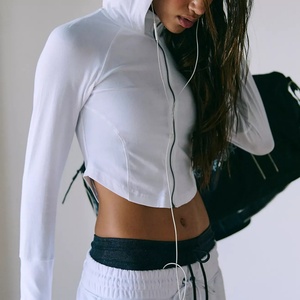 Custom Logo Eco-Friendly Breathable <b>Yoga</b> <b>Jacket</b> and Wide-Leg Sweatpants Super Versatile Zip-Up Classic Hood Set - Product Image 3