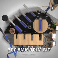 Jeu de 7 fraises droites TCT en carbure de tungstène de précision avec queue de 8 mm pour rainurage et finition du bois