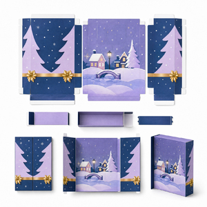 Nuevo Diseño Personalizado, Caja de Calendario de Adviento Navideño de 24 Días, Caja de Regalo de Cuenta Regresiva de Cartón Vacía, Embalaje de Lujo Rígido con Estampado en Lámina Dorada - Product Image 3