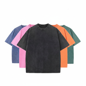 Venta al por mayor ácido lavado Vintage camiseta de gran tamaño Jersey con logotipo personalizado Streetwear estilo Hip Hop de talla grande diseño transpirable - Product Image 1