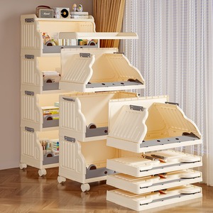 Estantería para niños, estante de almacenamiento con ruedas de 4 niveles, estantería de plástico de varios niveles para organización de juguetes en el dormitorio - Product Image 3