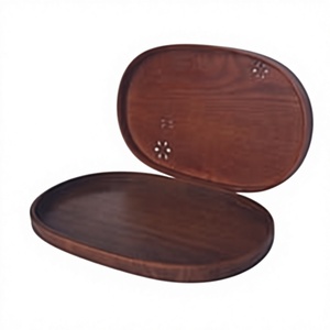 Bandeja de madera hecha a mano de forma ovalada con tallado floral, diseño Wabi Sabi, para servir comida y regalar, bandeja de madera de acacia mango. - Product Image 1