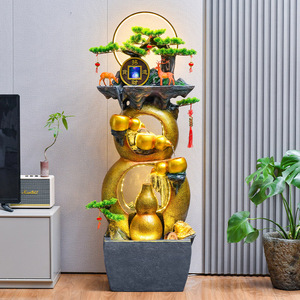 Fontaine Feng Shui en forme de gourde avec rétroéclairage pour la décoration du salon ou du bureau - Product Image 3