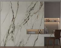 Pierre frittée en marbre blanc panda artificiel 3200mm grandes dalles pour armoire