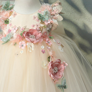 Robe de princesse en <span class=keywords><strong>tulle</strong></span> de luxe pour filles, motif floral écologique, <span class=keywords><strong>tutu</strong></span> <span class=keywords><strong>blanc</strong></span> bouffant pour anniversaire et mariage, saison estivale - Product Image 4