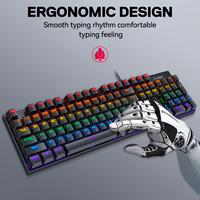 Clavier mécanique filaire T-WOLF T18, nouveau design, 87 touches, éclairage RVB, USB, anglais, russe, pour jeux sur ordinateur portable, joueurs