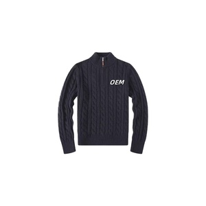 Suéter de cuello alto informal con logotipo personalizado OEM y ODM, jersey de manga larga con cremallera y giros de masa frita, éxito de ventas - Product Image 1
