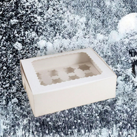 Cajas de Cartón Blanco para Empaque de Alimentos al por Mayor, con Forro de Esponja, 12 Agujeros, Ventana Transparente, Mini Caja para Panadería Navideña, Laminación Mate