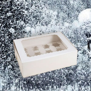 Caja de Cartón Kraft Blanca para Envasado de Alimentos al por Mayor, Caja con Ventana de 12 Compartimentos, Mini Caja Transparente para Panadería Navideña, para Aceite de Oliva - Product Image 3
