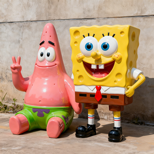 Escultura de Resina de Tamaño Real con Diseño Personalizado, Personaje de Dibujos Animados de <span class=keywords><strong>Bob</strong></span> <span class=keywords><strong>Esponja</strong></span>, Pintura de Animales de Fibra de Vidrio Duradera - Product Image 3