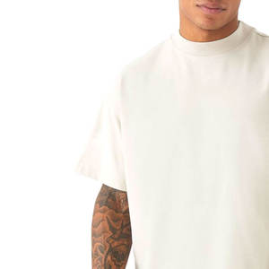 T-shirt pour homme de haute qualité 100% coton 230gsm Heavyweight T-shirt tricoté blanc surdimensionné avec logo personnalisé - Product Image 5