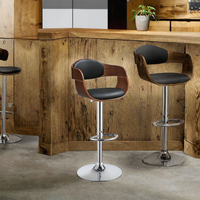 Chaise de bar moderne réglable avec siège en cuir PU, dossier incurvé, pivotante, pour bar à domicile et salle à manger