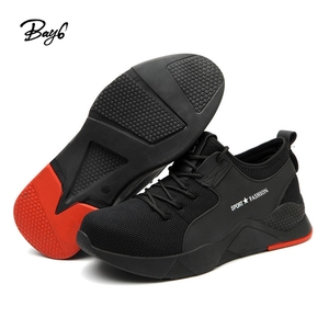 Chaussures de sécurité athlétiques décontractées pour femmes, respirantes, en maille Flyknit, avec embout en acier, pour toutes les saisons - Stock économique pour hommes - Product Image 3