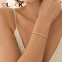 LUCKYJIU Bracelets Joncs Tennis Personnalisés en Acier Inoxydable Plaqué Or 18K avec Zircons Cubiques, Fournisseur d'Usine de Bijoux en Gros OEM ODM pour Marques