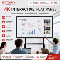 Papan Tulis Interaktif Layar Datar 75 Inci 4K untuk Ruang Kelas, Sistem Operasi Android 14/15/16, Layar Sentuh, Kamera 48MP untuk Rapat
