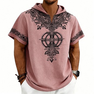 <span class=keywords><strong>Camiseta</strong></span> con Capucha de Poliéster Estampada para Hombre, Nueva Colección de Verano, Holgada y Transpirable - Product Image 3