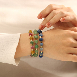 <span class=keywords><strong>Pulsera</strong></span> de turmalina de caramelo de cobre chapado en oro de alta calidad para novia, abalorios de piedra semipreciosa, <span class=keywords><strong>pulsera</strong></span>, joyería - Product Image 3