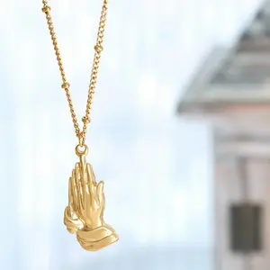 Креативные ювелирные изделия Гипербола пальмовый кулон ожерелье 18K позолоченный 361L цепочка из нержавеющей стали ручной кулон ожерелье