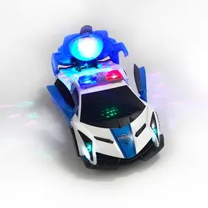 Colorful flying function 360 degree rotating b/o toy bump and go car with light music