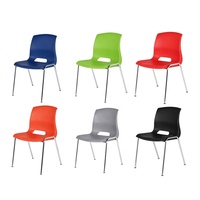 Chaise d'école monobloc en plastique moulé bleu empilable pour élèves du primaire et du collège