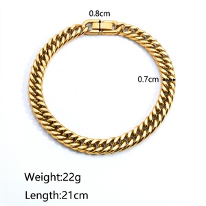 Pulsera Personalizada Unisex, Joyería Impermeable, Chapada en Oro, de Acero Inoxidable, Estilo Cubano, Cadena de Serpiente - Product Image 3
