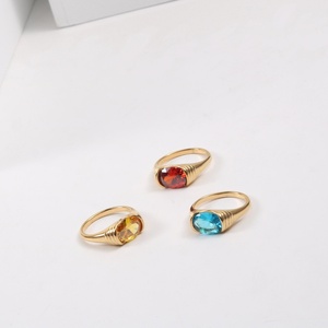 แหวนทองชุบประดับพลอยทับทิม ซิทริน และโทแพซ บนตัวเรือนสแตนเลสคุณภาพสูง - Product Image 4
