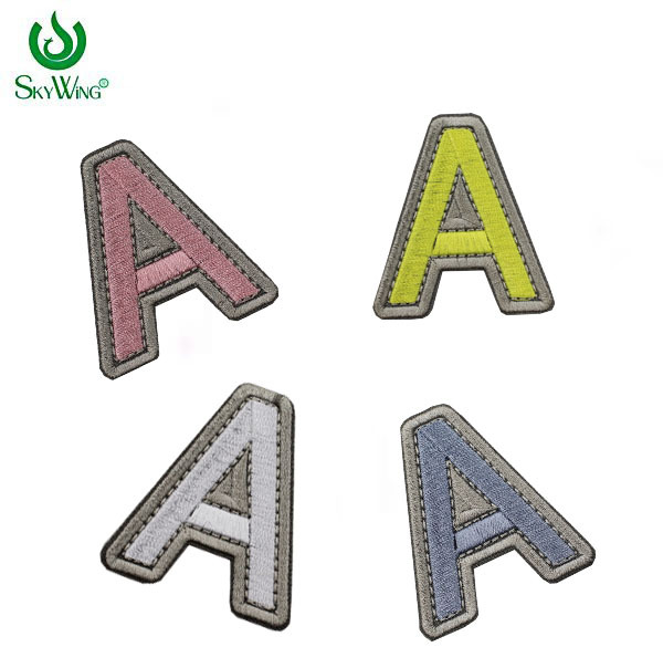 26 English Letter Colored Embroidery Sew-On Eco-Friendly Twill Fabric Patches High Quality Machine Embroidered for Garment DIY