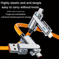 Câble USB Type-C 4-en-1 à charge rapide 65W 5A personnalisé en usine avec gaine en PVC pour ordinateur et imprimante iOS