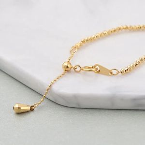 Xinfly 18K Real <b>Gold</b> Laser Bead Bracelet Necklace <b>Set</b> Italian Design INS Adjustable Au750 Disco Bridal Jewelry for Women Gift - Product Image 5