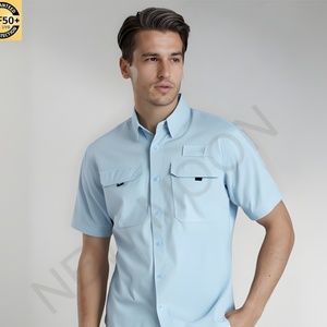 เสื้อตกปลาแบบสั่งทำ แขนสั้น แห้งเร็ว ป้องกันแสงแดด UPF 50 คอปกติดกระดุม เสื้อตกปลาผู้ชาย - Product Image 2